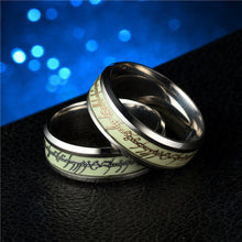 Load image into Gallery viewer, Fashion Luminous Ring Retro Stainless Steel Finger Ring 8mm Glowing In Dark Couple Fluorescent Rings Wedding Bands Jewelry For Women Men Gift