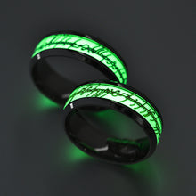 Load image into Gallery viewer, Fashion Luminous Ring Retro Stainless Steel Finger Ring 8mm Glowing In Dark Couple Fluorescent Rings Wedding Bands Jewelry For Women Men Gift