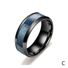 Load image into Gallery viewer, 8mm Stainless Steel Titanium Ring Celtic Dragon Rings 7 Colors Inlay Red Blue Black Carbon Fiber Ring Wedding Band Jewelry for Men Women Size 6-13
