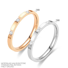 Load image into Gallery viewer, Titanium Steel Rings Minimalist Stainless Steel Thin Ring Cubic Zircon For Women Men Jewelry Accessories Valentine'S Day Gifts