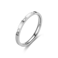 Load image into Gallery viewer, Titanium Steel Rings Minimalist Stainless Steel Thin Ring Cubic Zircon For Women Men Jewelry Accessories Valentine'S Day Gifts