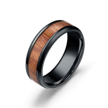 Load image into Gallery viewer, Titanium Steel Ring Wood Grain Rings Retro 8mm Stainless Steel Finger Rings Durable Vintage Jewelry for Men