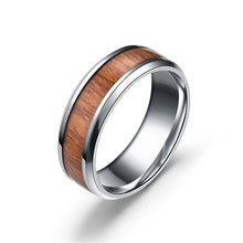 Load image into Gallery viewer, Titanium Steel Ring Wood Grain Rings Retro 8mm Stainless Steel Finger Rings Durable Vintage Jewelry for Men