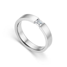 Load image into Gallery viewer, 4mm Titanium Steel Ring Couple Stainless Steel Zircon Ring Hand Jewelry Simple Design Wedding Rings for Women Men