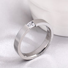 Load image into Gallery viewer, 4mm Titanium Steel Ring Couple Stainless Steel Zircon Ring Hand Jewelry Simple Design Wedding Rings for Women Men