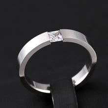Load image into Gallery viewer, 4mm Titanium Steel Ring Couple Stainless Steel Zircon Ring Hand Jewelry Simple Design Wedding Rings for Women Men