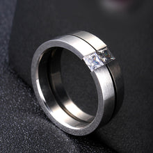 Load image into Gallery viewer, 4mm Titanium Steel Ring Couple Stainless Steel Zircon Ring Hand Jewelry Simple Design Wedding Rings for Women Men