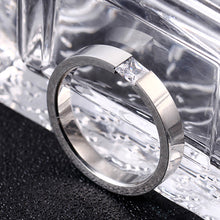Load image into Gallery viewer, 4mm Titanium Steel Ring Couple Stainless Steel Zircon Ring Hand Jewelry Simple Design Wedding Rings for Women Men