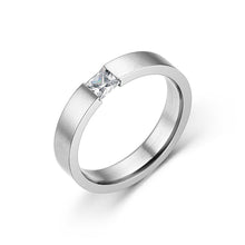 Load image into Gallery viewer, 4mm Titanium Steel Ring Couple Stainless Steel Zircon Ring Hand Jewelry Simple Design Wedding Rings for Women Men