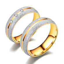 Load image into Gallery viewer, Frosted Titanium Steel Ring Matte Couple Ring Stainless Steel Inlaid Zircon Ring Wedding Engagement Ring Lover Jewelry For Women Men Gift