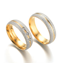 Load image into Gallery viewer, Frosted Titanium Steel Ring Matte Couple Ring Stainless Steel Inlaid Zircon Ring Wedding Engagement Ring Lover Jewelry For Women Men Gift