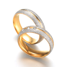 Load image into Gallery viewer, Frosted Titanium Steel Ring Matte Couple Ring Stainless Steel Inlaid Zircon Ring Wedding Engagement Ring Lover Jewelry For Women Men Gift