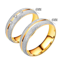 Load image into Gallery viewer, Frosted Titanium Steel Ring Matte Couple Ring Stainless Steel Inlaid Zircon Ring Wedding Engagement Ring Lover Jewelry For Women Men Gift