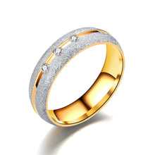 Load image into Gallery viewer, Frosted Titanium Steel Ring Matte Couple Ring Stainless Steel Inlaid Zircon Ring Wedding Engagement Ring Lover Jewelry For Women Men Gift