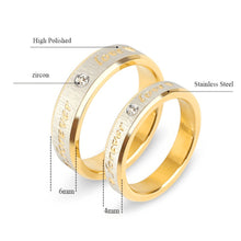 Load image into Gallery viewer, Titanium Rings Stainless Steel Ring Couple Eternity Engagement Heart and Crystal Ring Wedding Rings Forever Love for Men Women
