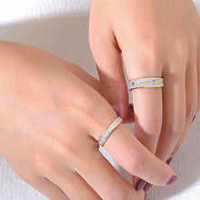 Load image into Gallery viewer, Titanium Rings Stainless Steel Ring Couple Eternity Engagement Heart and Crystal Ring Wedding Rings Forever Love for Men Women