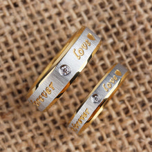 Load image into Gallery viewer, Titanium Rings Stainless Steel Ring Couple Eternity Engagement Heart and Crystal Ring Wedding Rings Forever Love for Men Women