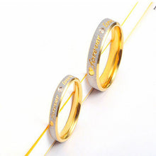 Load image into Gallery viewer, Titanium Rings Stainless Steel Ring Couple Eternity Engagement Heart and Crystal Ring Wedding Rings Forever Love for Men Women