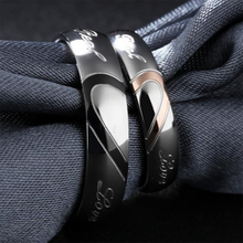 Load image into Gallery viewer, Stainless Steel Couple Rings Titanium Half Peach Heart-shaped Rose Gold Black Color Wedding Promise Ring For Lovers Women Men Engagement Jewelry