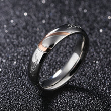 Load image into Gallery viewer, Stainless Steel Couple Rings Titanium Half Peach Heart-shaped Rose Gold Black Color Wedding Promise Ring For Lovers Women Men Engagement Jewelry