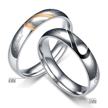 Load image into Gallery viewer, Stainless Steel Couple Rings Titanium Half Peach Heart-shaped Rose Gold Black Color Wedding Promise Ring For Lovers Women Men Engagement Jewelry