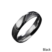 Load image into Gallery viewer, Stainless Steel Couple Rings Titanium Half Peach Heart-shaped Rose Gold Black Color Wedding Promise Ring For Lovers Women Men Engagement Jewelry