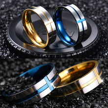 Load image into Gallery viewer, Titanium Steel Cross Rings Stainless Steel Solid Ring Blue Gold Ring Simple Design for Wedding Men Women Gift