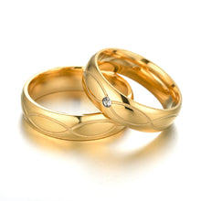 Load image into Gallery viewer, Luxsury Gold Plated Titanium Steel Wedding Engagement Band Ring Women's Men's Jewelry Gift