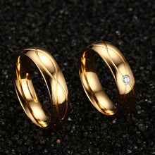 Load image into Gallery viewer, Luxsury Gold Plated Titanium Steel Wedding Engagement Band Ring Women's Men's Jewelry Gift