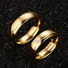 Load image into Gallery viewer, Luxsury Gold Plated Titanium Steel Wedding Engagement Band Ring Women's Men's Jewelry Gift