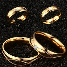 Load image into Gallery viewer, Luxsury Gold Plated Titanium Steel Wedding Engagement Band Ring Women's Men's Jewelry Gift
