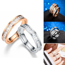 Load image into Gallery viewer, Men Women Couple Rhinestone Titanium Steel Ring Romantic Gift Wedding Engagement Band Ring Women's Men's Jewelry Gift