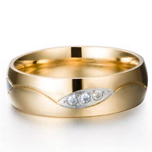Load image into Gallery viewer, Luxsury Gold Plated Titanium Steel Wedding Engagement Band Ring Women's Men's Jewelry Gift