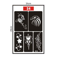 Load image into Gallery viewer, Hollow Adhesive Simple Small Pattern Tattoo Inkjet Template Temporary Body Art Tattoo Template for Women Men