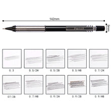 Load image into Gallery viewer, 0.3/0.5/0.7/0.9mm Professional Machanical Pencil Metal Automatic Pencil Writing Drawing Tools Stationery School Office Supplies