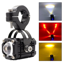 Load image into Gallery viewer, 1Pc Motorcycle LED Headlight Three Color Auxiliary Spotlight Yellow + White + Red Fog Light 9V-36V Lens Light