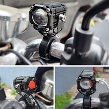 Load image into Gallery viewer, 1Pc Motorcycle LED Headlight Three Color Auxiliary Spotlight Yellow + White + Red Fog Light 9V-36V Lens Light