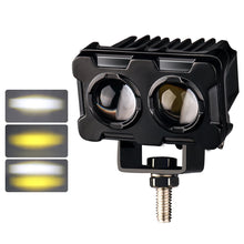 Load image into Gallery viewer, 1Pc Motorcycle LED Lens Spotlight Double Lenses Spotlight Motorcycles Auxiliary Fog Lamp Dual Color White Yellow Light
