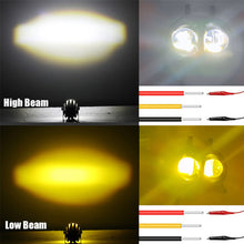 Load image into Gallery viewer, LED Motorcycle Headlight Auxiliary Light Dual Color Off Road Spotlight High/Low Beam Fog Light for Motorbike ATV DC12-85V