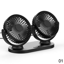 Load image into Gallery viewer, Car Fan 720 Degree Rotatable 3 Speed Dual Head Car Auto Cooling Air Circulator Fan for Van Suv Rv Boat Auto Vehicles