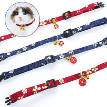 Load image into Gallery viewer, Japanese Style Adjustable Cat Collar with Bell Necklace Cute Pet Cat Dog Pendant Safety Collar Four Seasons General Pets Supplies