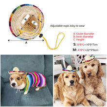 Load image into Gallery viewer, Mexican Style Pet Supplies Mini Pet Dogs Straw Hat Sun Hat Beach Party Straw Hats for Cats Dogs Funny Accessories