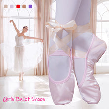 Load image into Gallery viewer, Fashion Kids Girls Ballet Shoes Color Gymnastics Canvas Ballet Dance Shoes Split Suede Sole With Ribbon