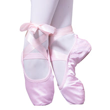 Load image into Gallery viewer, Fashion Kids Girls Ballet Shoes Color Gymnastics Canvas Ballet Dance Shoes Split Suede Sole With Ribbon