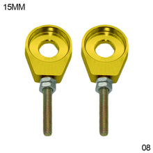 Load image into Gallery viewer, Pair CNC Motorcycle Aluminum Chain Tensioner Adjuster Dirt Bike Pit ATV Scooter 12mm or 15mm 110cc 125cc 140cc Rear Wheel Axle Hole