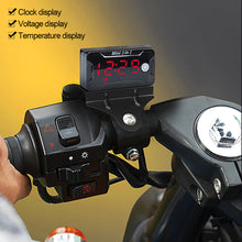 Load image into Gallery viewer, 3 in 1 Motorcycle Digital Voltmeter Thermometer Voltage Time Temperature Meter For Car Waterproof DC 8-72V