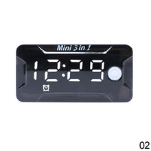 Load image into Gallery viewer, 3 in 1 Motorcycle Digital Voltmeter Thermometer Voltage Time Temperature Meter For Car Waterproof DC 8-72V