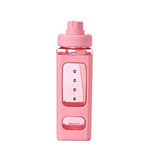 Load image into Gallery viewer, 700ml Square Bear Water Bottle Outdoor Water Bottle with Straw Plastic Portable Water Cup Dinkware Camping Bike Sports Bottle