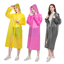 Load image into Gallery viewer, Reusable Poncho Rain Coat with Drawstring Hat and Elastic Sleeves Cuffs Extra Thick Protective Isolation Emergency for Outdoor Activities