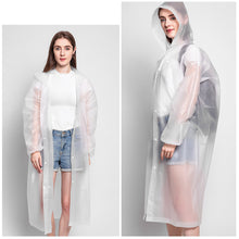 Load image into Gallery viewer, Reusable Poncho Rain Coat with Drawstring Hat and Elastic Sleeves Cuffs Extra Thick Protective Isolation Emergency for Outdoor Activities